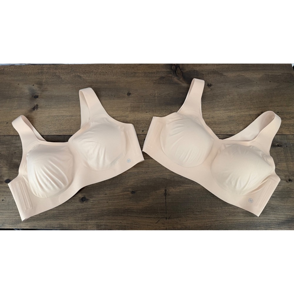 Honeylove Wireless Bra Set of 2 Nude Beige 40C/D 1X Smoothing Shapewear‎ Support